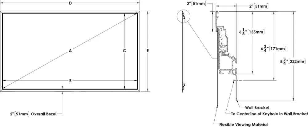 Screen Innovations Fixed 2" specification drawing
